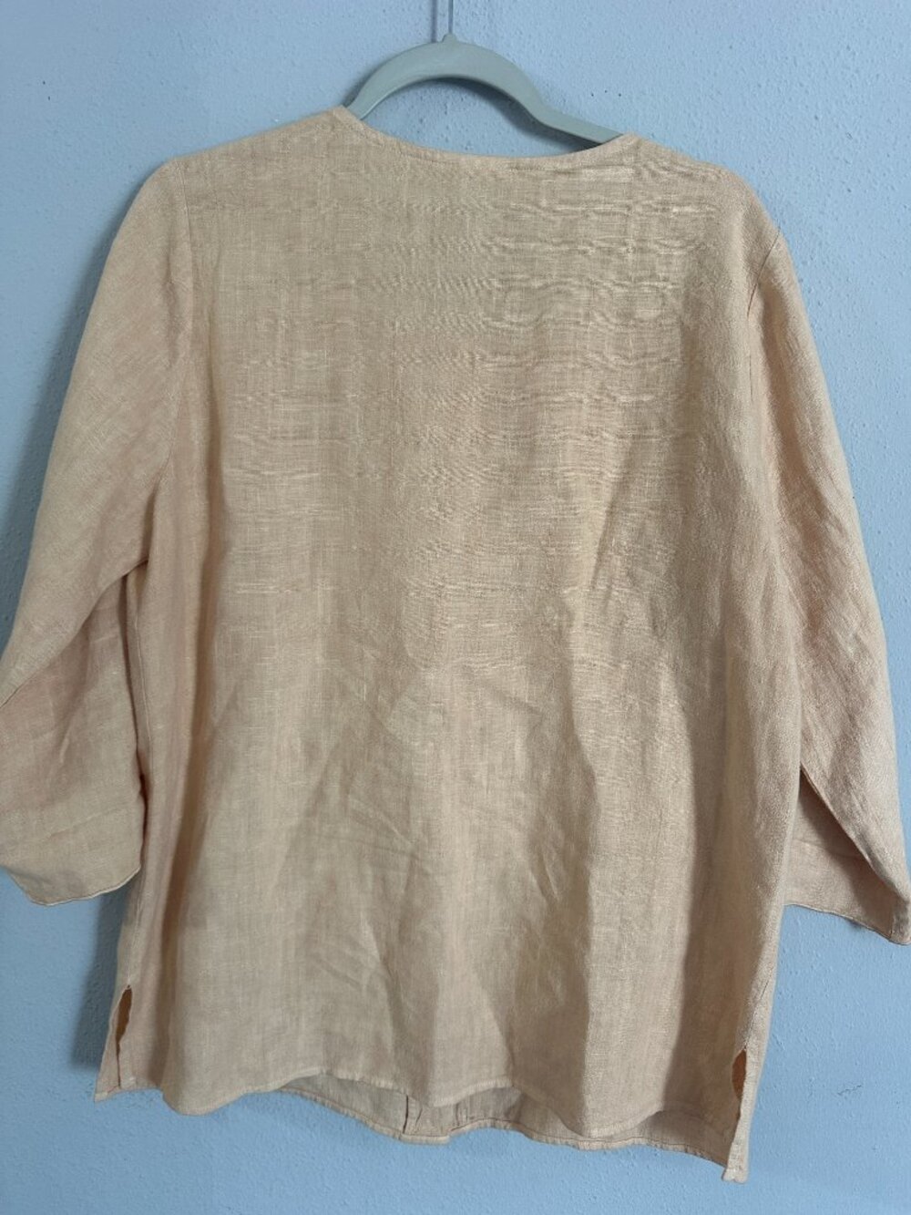 Hot Cotton 100% Linen Peach Shirt Women Size M Button Front Lightweight Summer - Picture 6 of 8